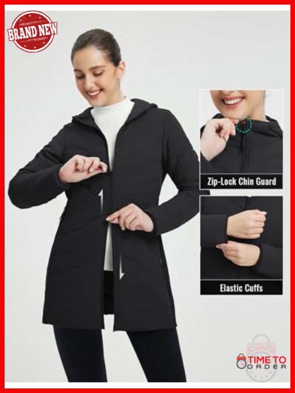 Women's Long Puffer Quilted Jacket Water Resistant Winter Coat Lightweight - Picture 6 of 6